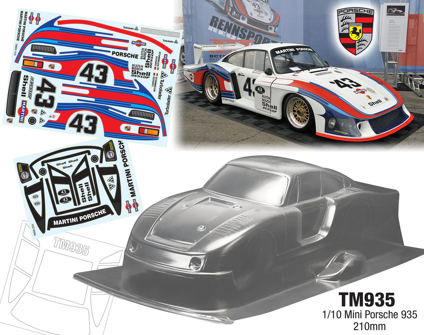 1/10 Mini Porsche 935, 210mm Martini