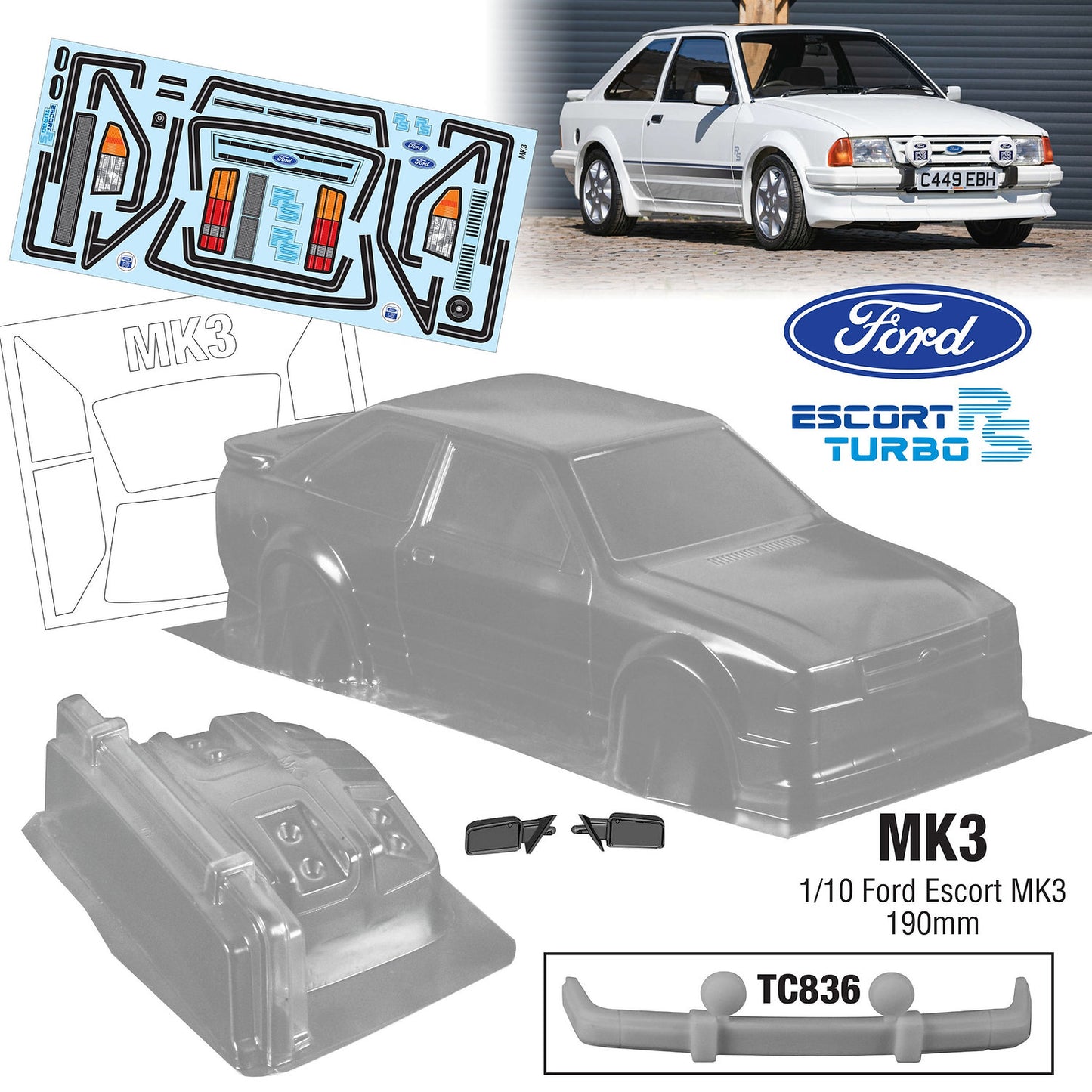 MK3 1/10 Ford Escort (190mm)