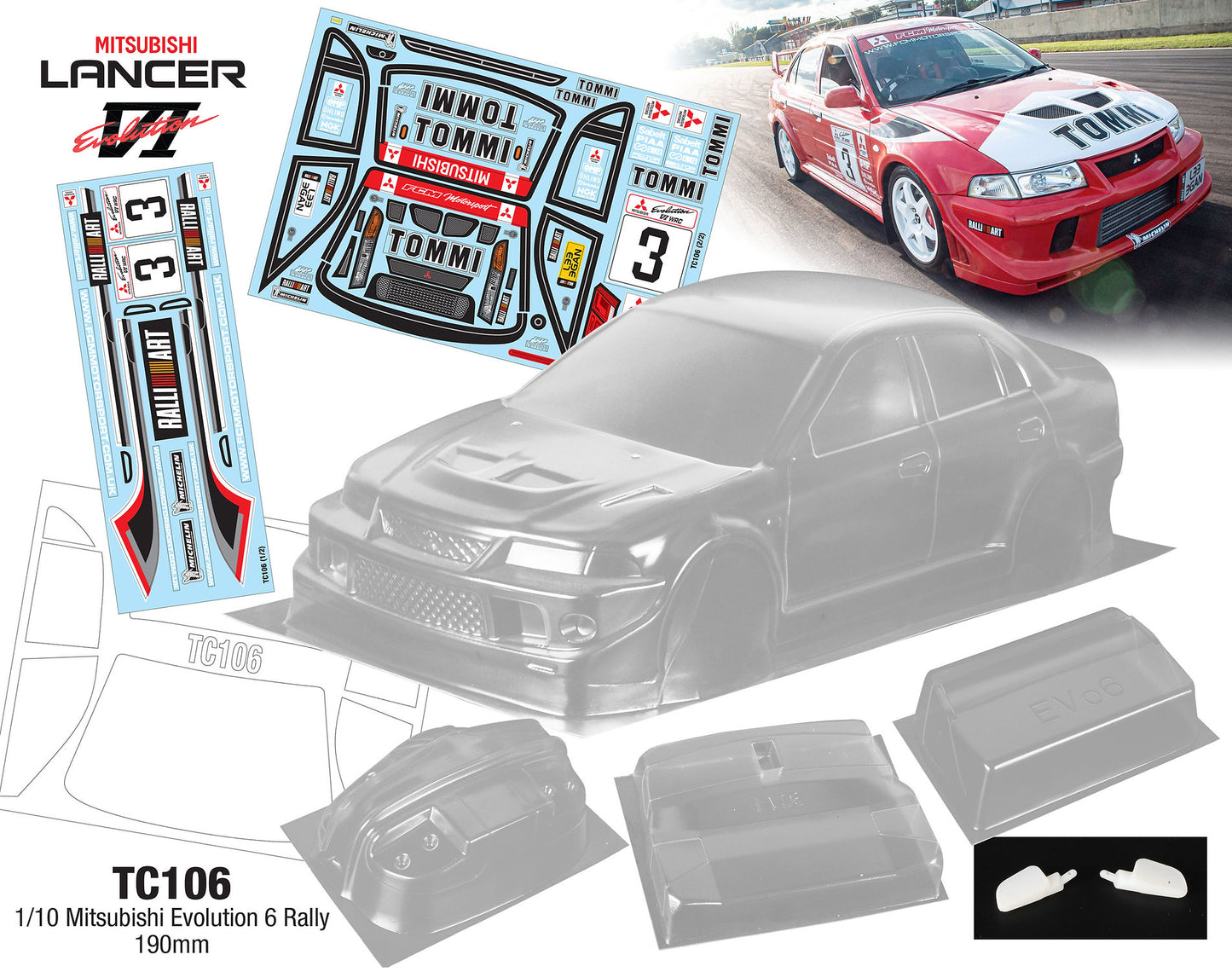1/10 Mitsubishi Lancer Evolution 6 (190mm)