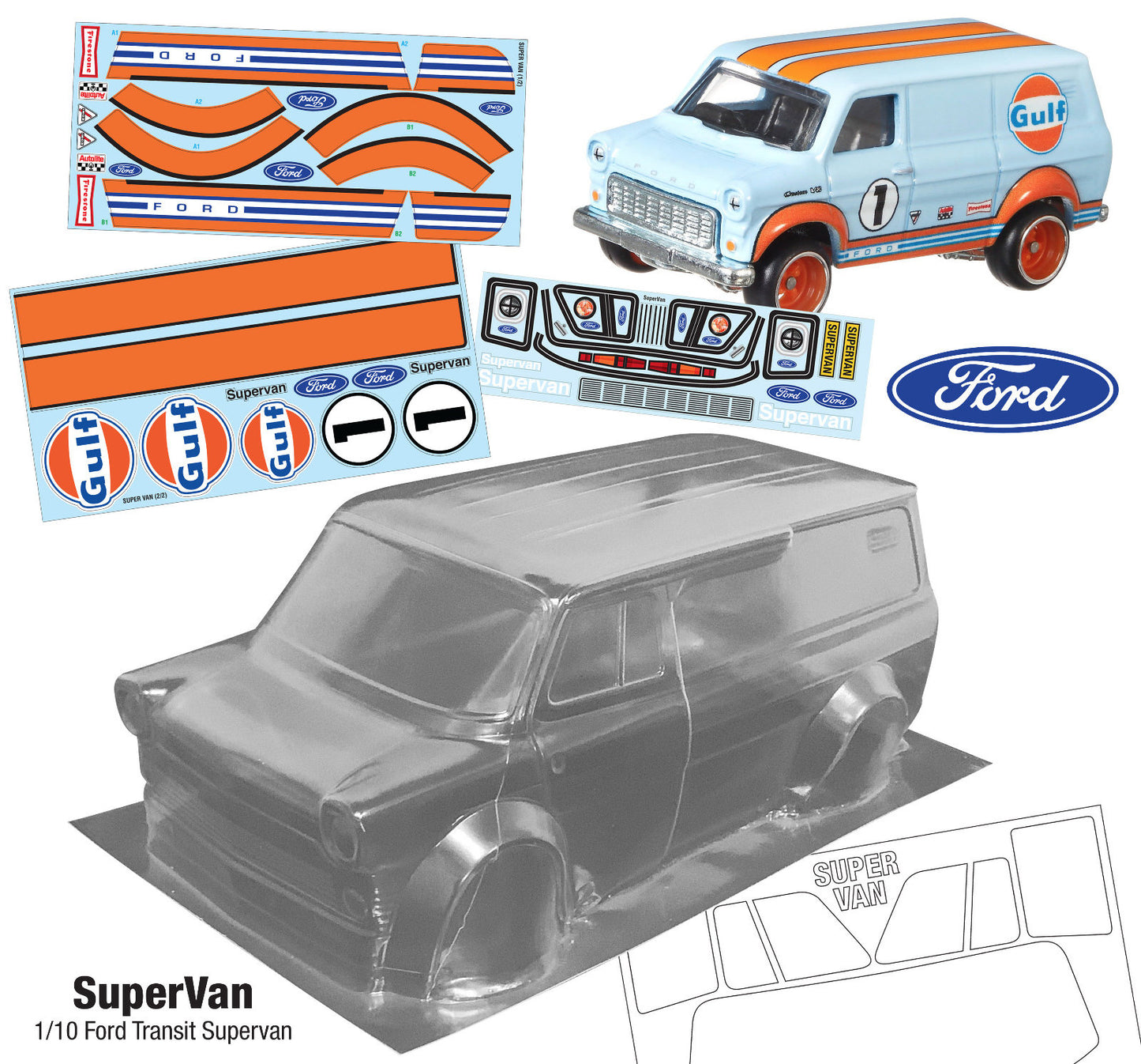 SuperVan 1/10 Ford Transit Supervan (215mm) Gulf