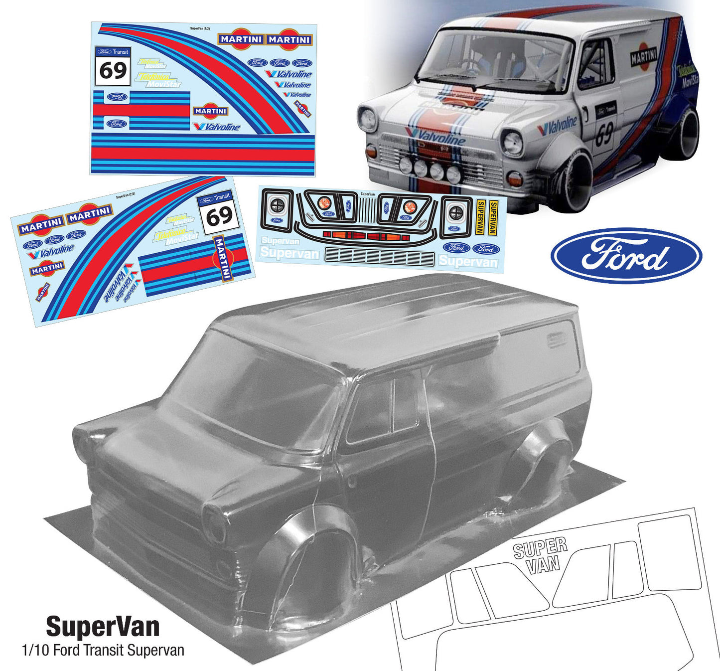 SuperVan 1/10 Ford Transit Supervan (215mm) MARTINI