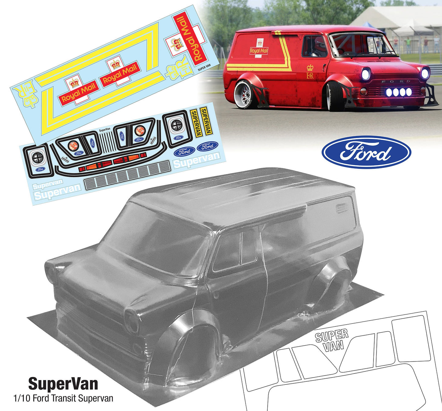 SuperVan 1/10 Ford Transit Supervan (215mm) Royal Mail