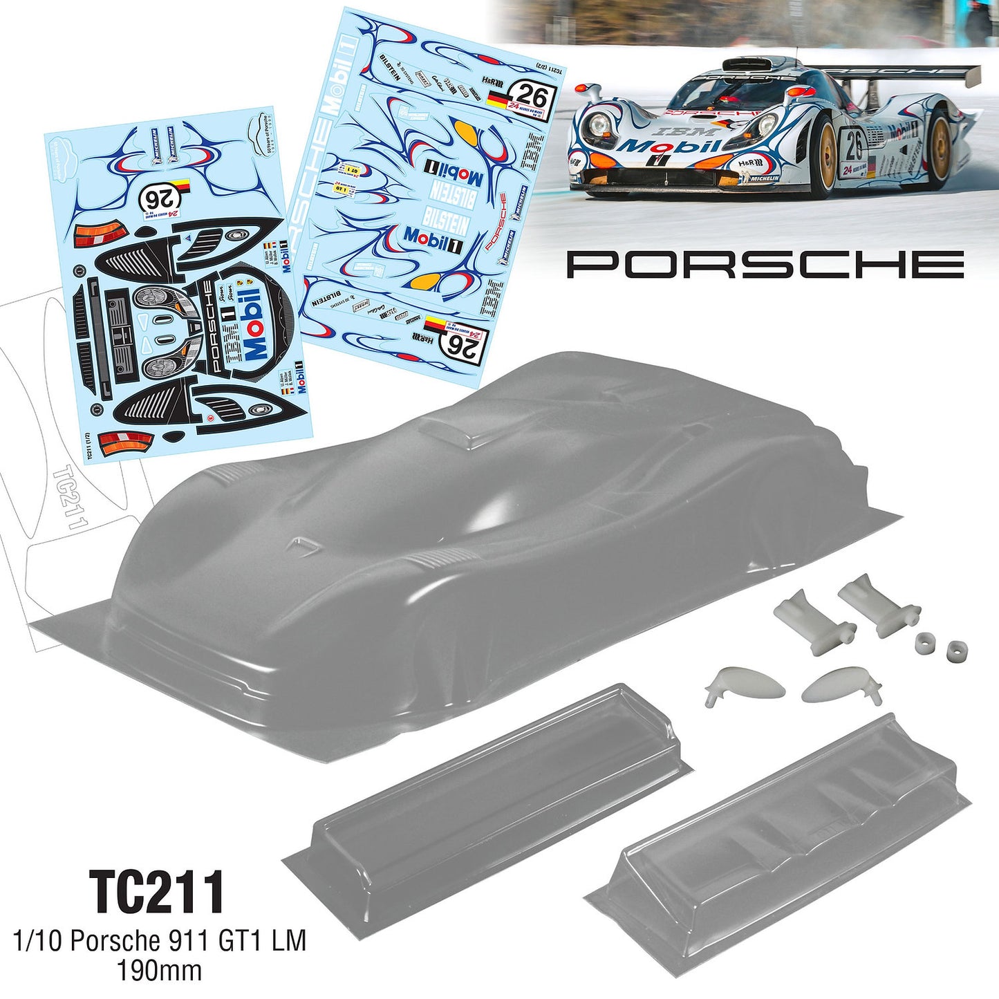 1/10 Porsche 911 GT1 LM (190mm) Mobil